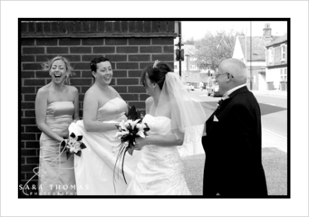 Laughing bridesmaid